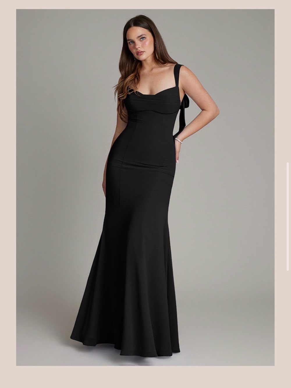 Azazie Black Tie-Shoulder Mermaid Evening Gown - Picture 1 of 3
